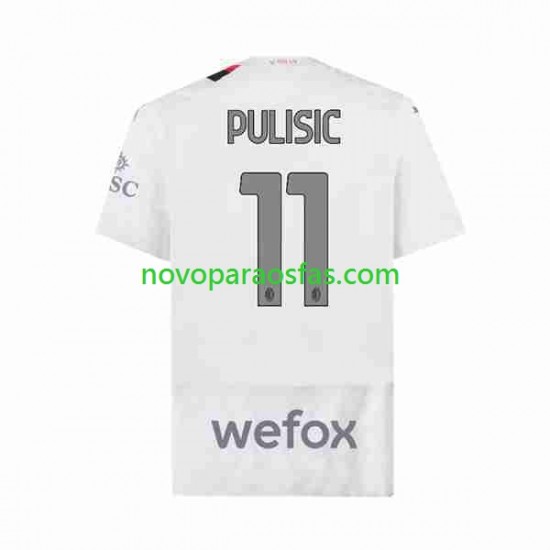 Camisolas AC Milan Christian Pulisic 11 Homem Visitante 2023-2024 Manga Curta