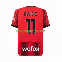 Camisolas AC Milan Christian Pulisic 11 Homem Casa 2023-2024 Manga Curta
