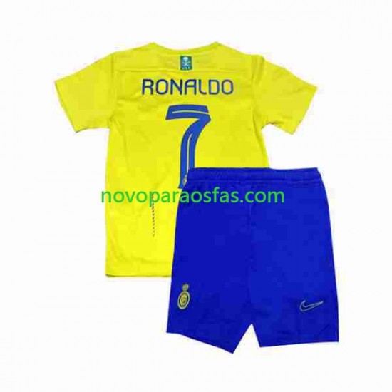 Camisolas Al-Nassr Ronaldo 7 Criança Casa 2023-2024 Manga Curta