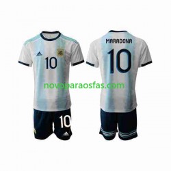 Camisolas Argentina Maradona 10 2019-2020 Criança Casa Manga Curta