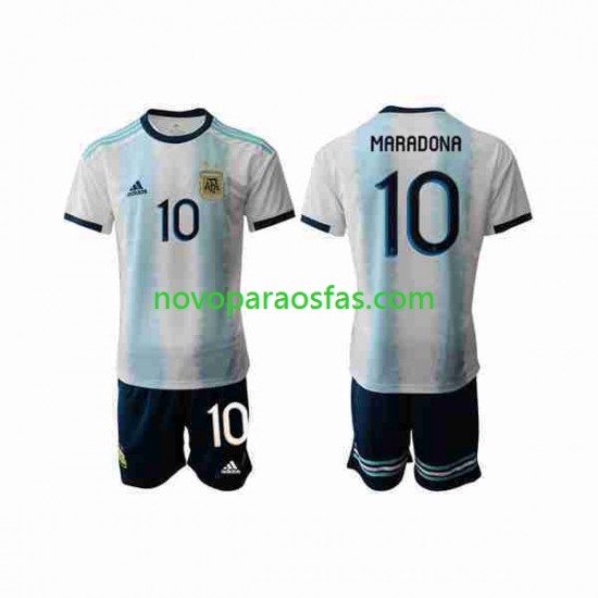 Camisolas Argentina Maradona 10 2019-2020 Criança Casa Manga Curta