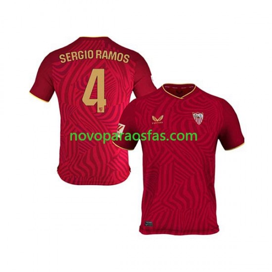 Camisolas Sevilla FC Sergio Ramos 4 Homem Visitante 2023-2024 Manga Curta