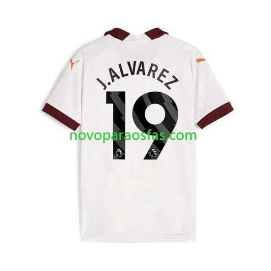 Camisolas Manchester City Julian Alvarez 19 Homem Visitante 2023-2024 Manga Curta