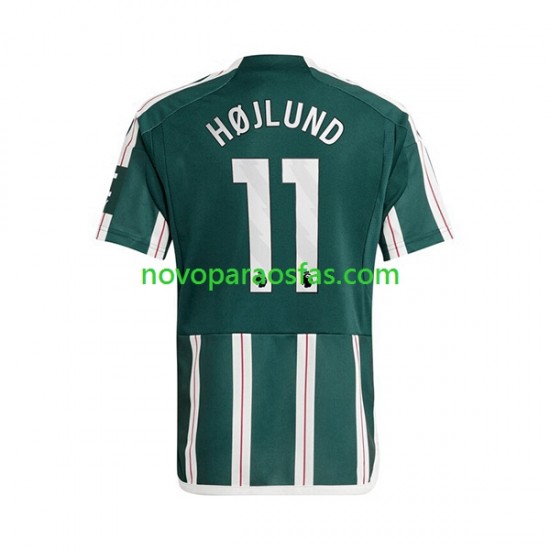 Camisolas Manchester United Rasmus Hojlund 11 Homem Visitante 2023-2024 Manga Curta