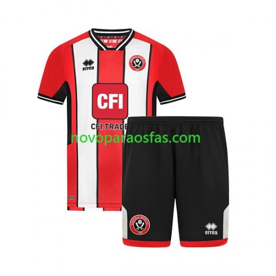 Camisolas Sheffield United Criança Casa 2023-2024 Manga Curta