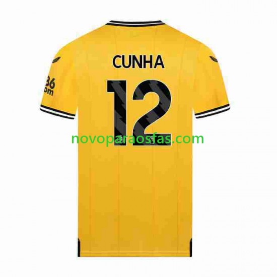 Camisolas Wolverhampton Wanderers CUNHA 12 Homem Casa 2023-2024 Manga Curta