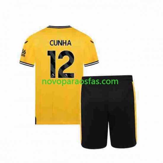 Camisolas Wolverhampton Wanderers CUNHA 12 Criança Casa 2023-2024 Manga Curta