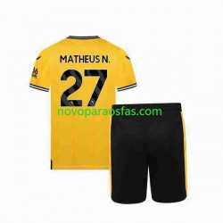 Camisolas Wolverhampton Wanderers Matheus Nunes 27 Criança Casa 2023-2024 Manga Curta