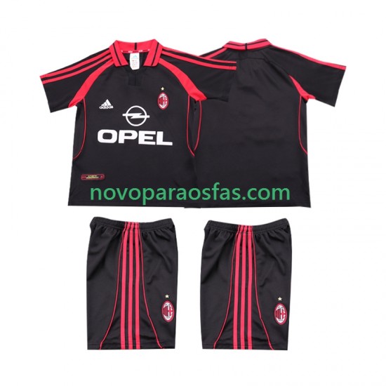 Camisolas AC Milan 2000 2001 Retro Criança Alternativo Manga Curta