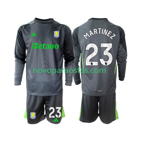 Camisolas Aston Villa Emiliano Martinez 23 Guarda-redes Criança Casa 2025-2026 Manga Comprida