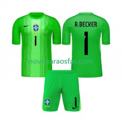 Camisolas Brasil Alisson Becker 1 Guarda-redes Criança Casa 2026 Manga Curta