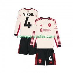 Camisolas Liverpool Virgil van Dijk 4 Criança Visitante 2025-2026 Manga Comprida