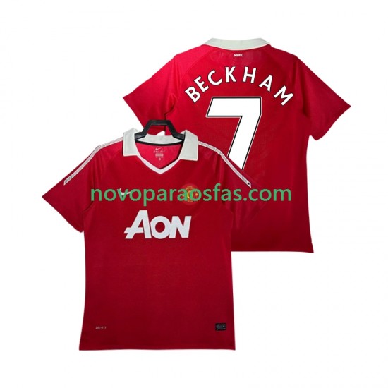 Camisolas Manchester United BECKHAM 7 Retro Homem Casa 2011 2010 Manga Curta