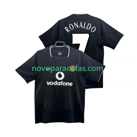 Camisolas Manchester United RONALDO 7 Retro Homem Visitante 2004 2002 Manga Curta