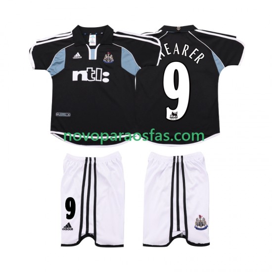 Camisolas Newcastle United SHEARER 9 2000 2001 Retro Criança Visitante Manga Curta