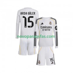 Camisolas Real Madrid Arda Guler 15 Criança Casa 2025-2026 Manga Comprida