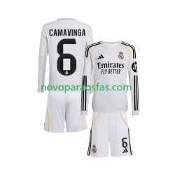 Camisolas Real Madrid Camavinga 6 Criança Casa 2025-2026 Manga Comprida