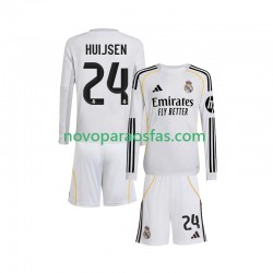 Camisolas Real Madrid Huijsen 24 Criança Casa 2025-2026 Manga Comprida