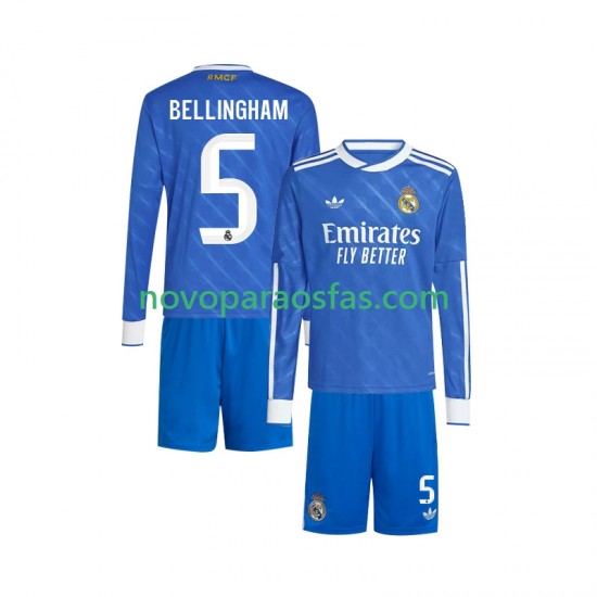 Camisolas Real Madrid Jude Bellingham 5 Criança Alternativo 2025-2026 Manga Comprida