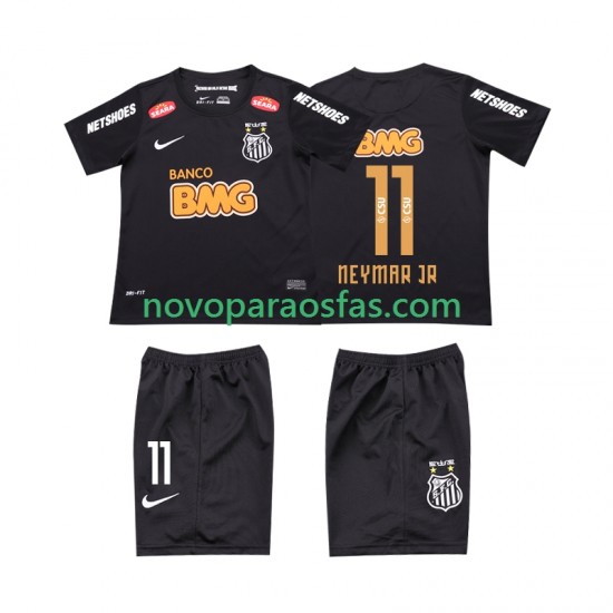 Camisolas Santos NEYMAR JR 11 Classic 2012 2013 Retro Criança Visitante Manga Curta