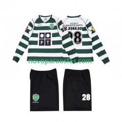 Camisolas Sporting CP Cristiano Ronaldo 28 2001 2003 Retro Criança Casa Manga Comprida