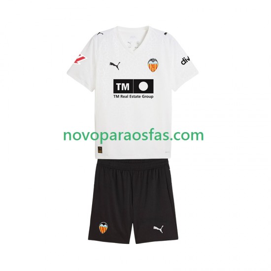 Camisolas Valencia CF Criança Casa 2025-2026 Manga Curta