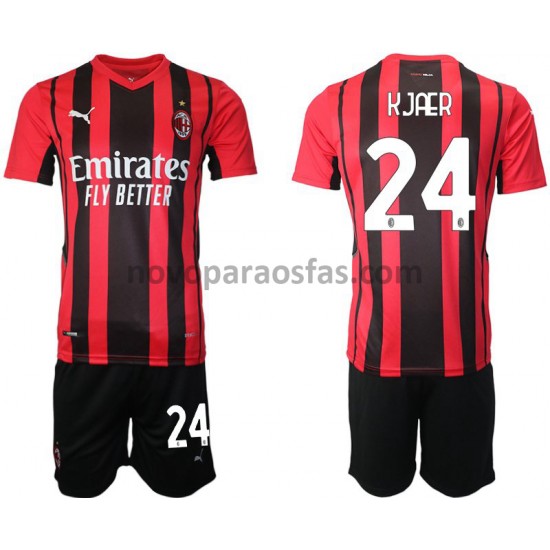 Camisolas AC Milan Simon Kjær 24 Criança Casa 2021-2022 Manga Curta