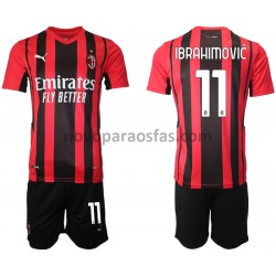 Camisolas AC Milan Zlatan Ibrahimovic 11 Criança Casa 2021-2022 Manga Curta