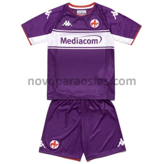 Camisolas ACF Fiorentina Criança Casa 2021-2022 Manga Curta