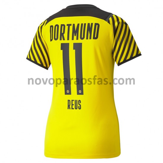 Camisolas Borussia Dortmund Marco Reus 11 Mulher Casa 2021-2022 Manga Curta