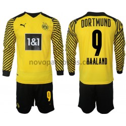 Camisolas Borussia Dortmund Haaland 9 Criança Casa 2021-2022 Manga Comprida