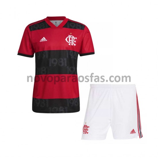 Camisolas CR Flamengo Criança Casa 2021-2022 Manga Curta