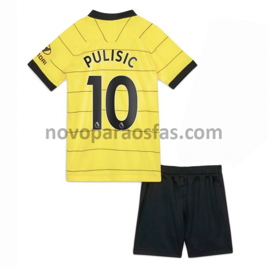 Camisolas Chelsea Christian Pulisic 10 Criança Visitante 2021-2022 Manga Curta