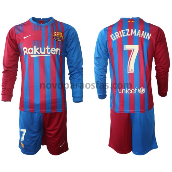 Camisolas FC Barcelona Antoine Griezmann 7 Criança Casa 2021-2022 Manga Comprida