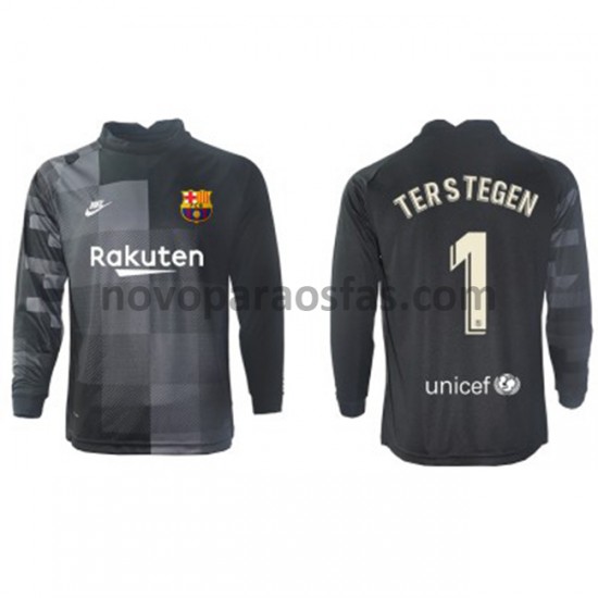 Camisolas FC Barcelona Guarda-redes Ter Stegen 1 Visitante 2021-2022 Manga Comprida