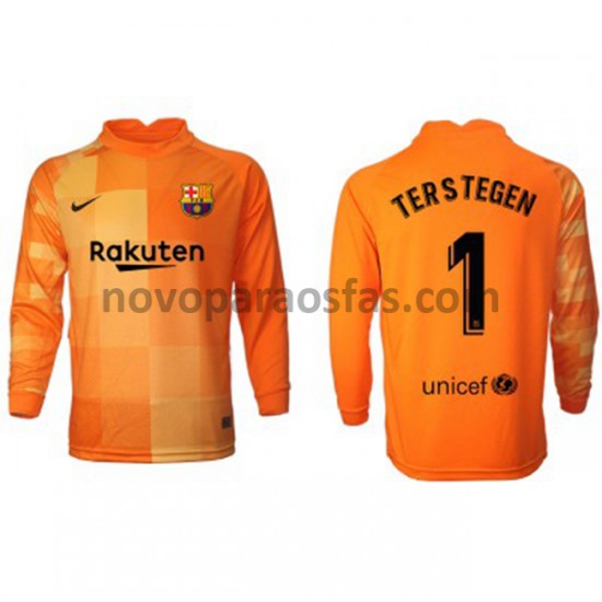Camisolas FC Barcelona Guarda-redes Ter Stegen 1 Casa 2021-2022 Manga Comprida