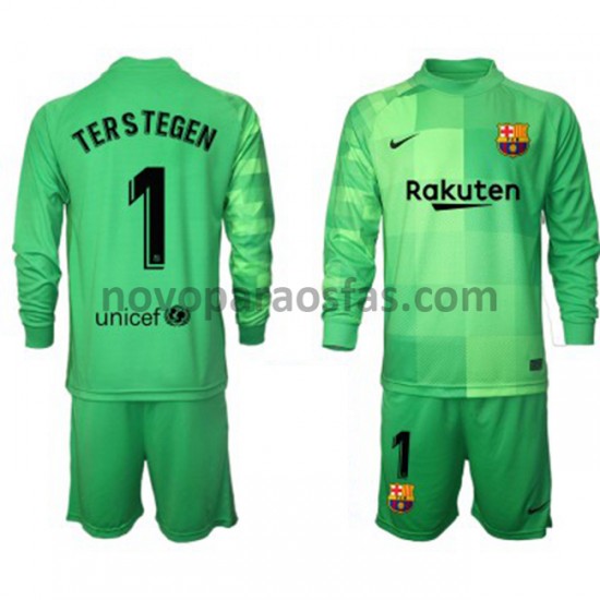 Camisolas FC Barcelona Guarda-redes Ter Stegen 1 Criança Alternativo 2021-2022 Manga Comprida
