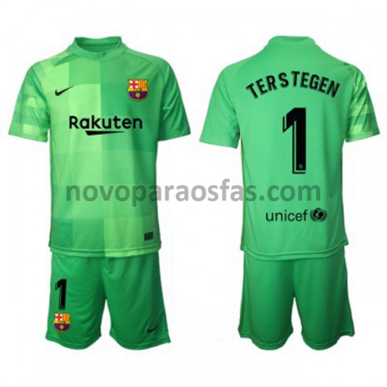Camisolas FC Barcelona Guarda-redes Ter Stegen 1 Criança Alternativo 2021-2022 Manga Curta