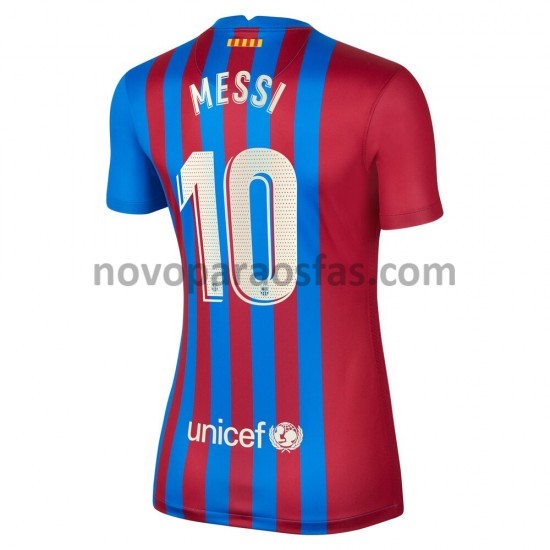 Camisolas FC Barcelona Lionel Messi 10 Mulher Casa 2021-2022 Manga Curta