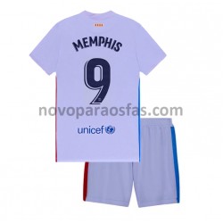Camisolas FC Barcelona Memphis Depay 9 Criança Visitante 2021-2022 Manga Curta