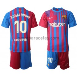 Camisolas FC Barcelona Ronaldinho 10 Criança Casa 2021-2022 Manga Curta