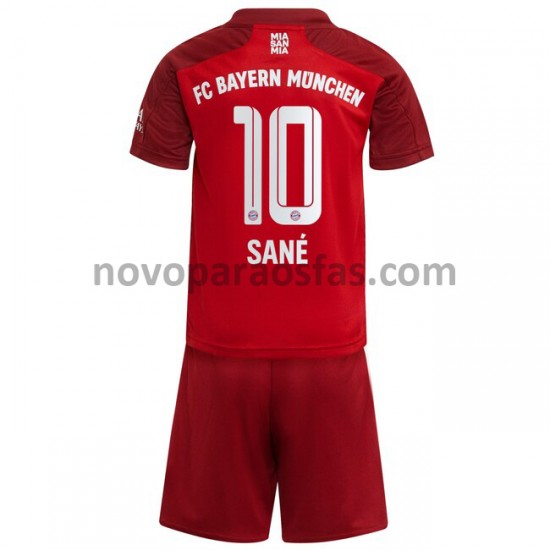 Camisolas Bayern de Munique Leroy Sane 10 Criança Casa 2021-2022 Manga Curta