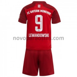 Camisolas Bayern de Munique Robert Lewandowski 9 Criança Casa 2021-2022 Manga Curta