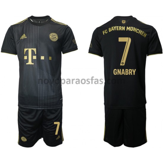 Camisolas Bayern de Munique Serge Gnabry 7 Criança Visitante 2021-2022 Manga Curta