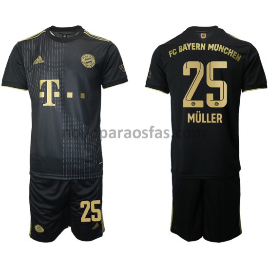 Camisolas Bayern de Munique Thomas Muller 25 Criança Visitante 2021-2022 Manga Curta
