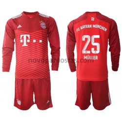 Camisolas Bayern de Munique Thomas Muller 25 Criança Casa 2021-2022 Manga Comprida