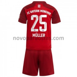 Camisolas Bayern de Munique Thomas Muller 25 Criança Casa 2021-2022 Manga Curta