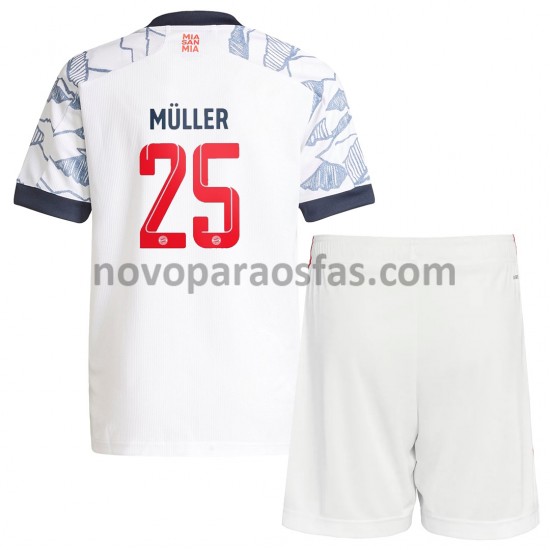 Camisolas Bayern de Munique Thomas Muller 25 Criança Alternativo 2021-2022 Manga Curta