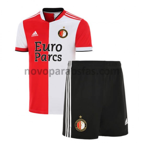 Camisolas Feyenoord Rotterdam Criança Casa 2021-2022 Manga Curta
