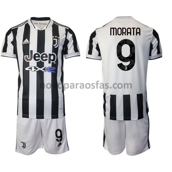 Camisolas Juventus Alvaro Morata 9 Criança Casa 2021-2022 Manga Curta